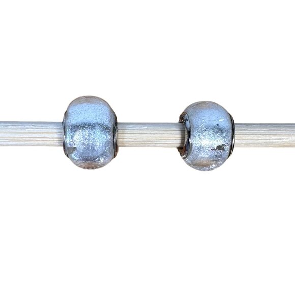 Silver Reflections Glass Beads Charms, 10mm, set of 2, 925 Bales, Snake Bracelet - Picture 6 of 8